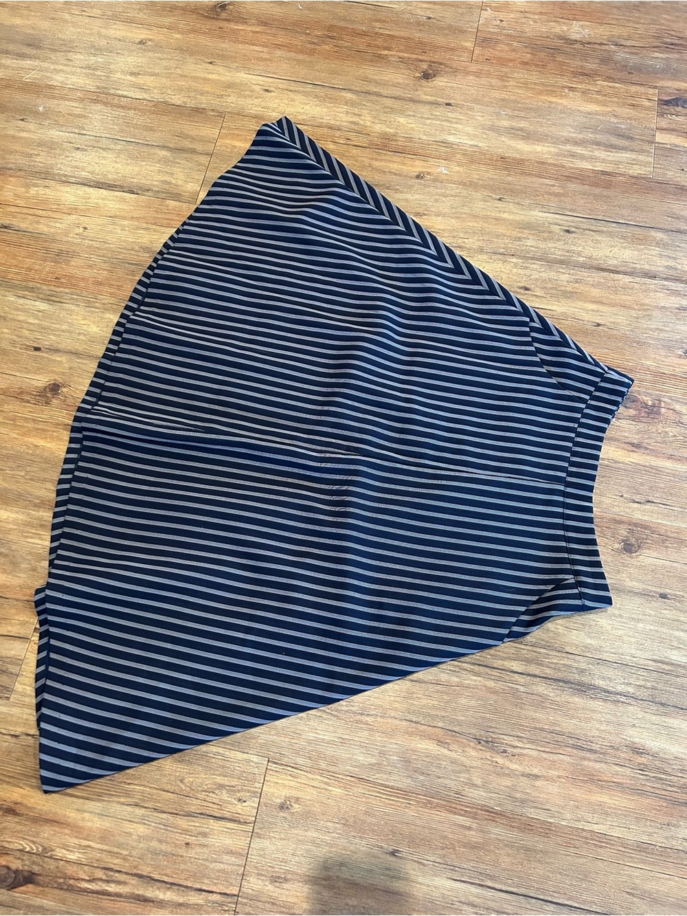 Reformation Navy and White Asymmetrical Stripe Skirt